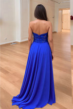 Load image into Gallery viewer, Royal Blue Strapless Prom Dress