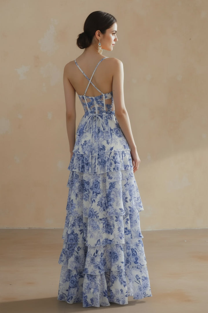 Sexy Sweetheart Tiered Long Prom Dress With Slit