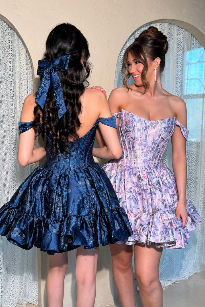 A line Lilac Corset Homecoming Dress