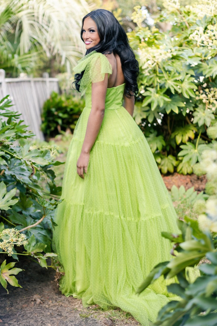 Green Spaghetti Straps Sweetheart Long Prom Dress