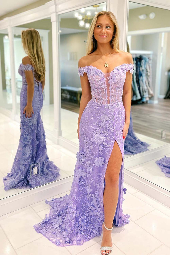 Sheer Corset Bodice Prom Dress with 3D Flowers
