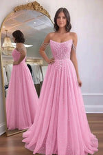 Load image into Gallery viewer, Glitter A line Off the Shoulder Prom Dress