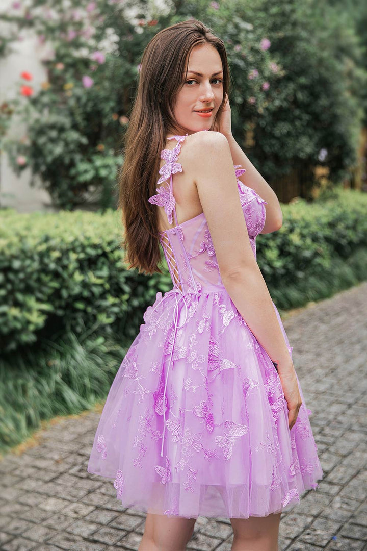 Lilac Corset Homecoming Party Dress