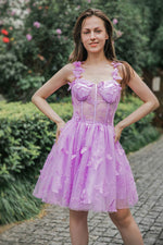 Load image into Gallery viewer, Lilac Corset Homecoming Party Dress
