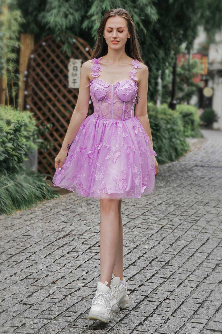 Lilac Corset Homecoming Party Dress