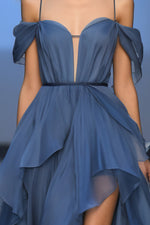 Load image into Gallery viewer, Dark Blue Chiffon Flowing Party Dress
