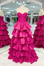 Load image into Gallery viewer, Sweetheart Pink Ruffle Prom Dress
