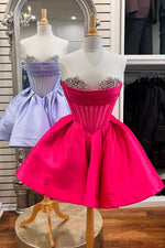 Load image into Gallery viewer, Strapless Sheer Corset Bodice Homecoming Dress
