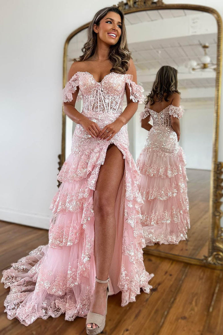 Sheer Corset Bodice Prom Dress with Sleeves