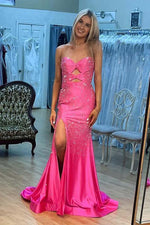 Load image into Gallery viewer, Strapless Keyholes Prom Dress with Beads
