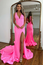 Load image into Gallery viewer, Beaded Pink Prom Dress with Slit
