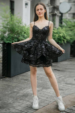 Load image into Gallery viewer, Ruffle Tiered Homecoming Dress with Sequin
