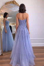 Load image into Gallery viewer, Strapless Tulle Prom Dress with Sequin Beads