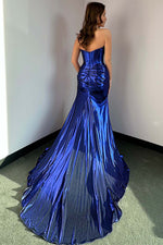 Load image into Gallery viewer, Metallic Green Strapless Prom Dress with Corset Bodice
