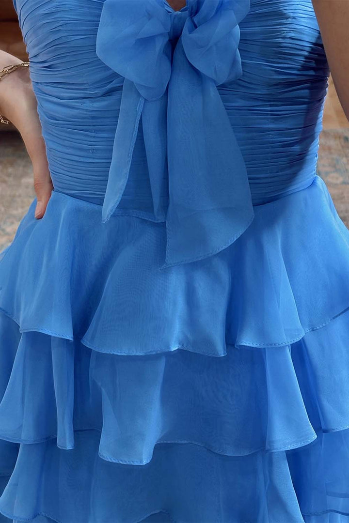 Chiffon Strapless Tiered Ruffle Short Homecoming Dress