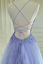 Load image into Gallery viewer, A-Line Blue Backless Long Prom Dress