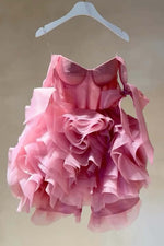 Load image into Gallery viewer, Cute Hot Pink Homecoming Dress with Tiered Skirt
