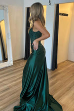 Load image into Gallery viewer, Strapless Corset Bodice High Slit Prom Dress
