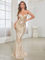 Load image into Gallery viewer, Champagne Fitted Prom Dress
