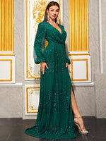 Load image into Gallery viewer, Elegant Slit Formal Dress with Sleeves
