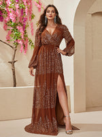 Load image into Gallery viewer, Elegant Slit Formal Dress with Sleeves
