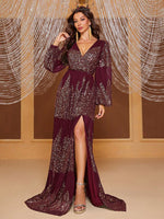 Load image into Gallery viewer, Elegant Slit Formal Dress with Sleeves
