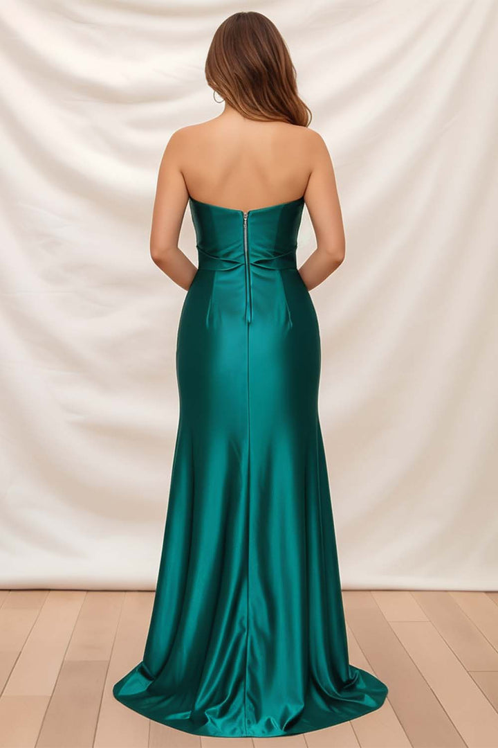 Green Cut-Out Prom Dress with Slit