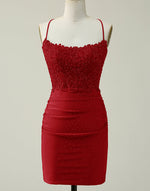 Load image into Gallery viewer, Backless Tight Homecoming Dress with Lace Beading
