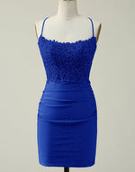 Load image into Gallery viewer, Backless Tight Homecoming Dress with Lace Beading
