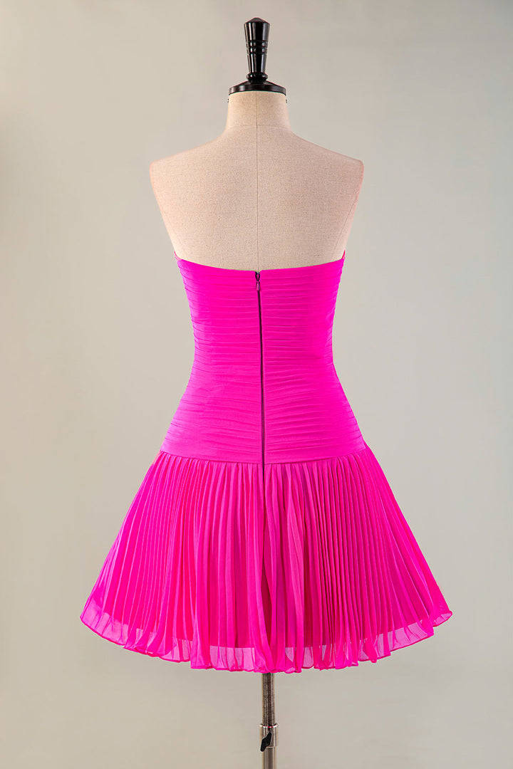 Pleated Strapless Homecoming Dress with Keyhole