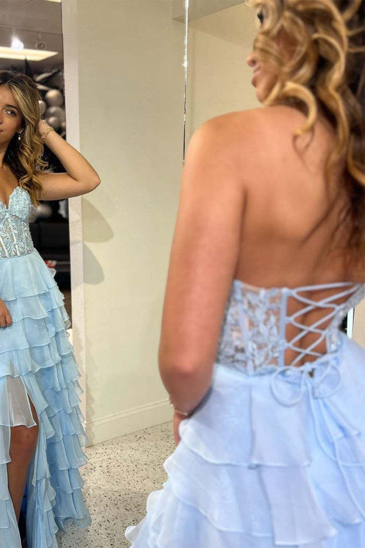 Sweetheart Corset Prom Dress with Slit