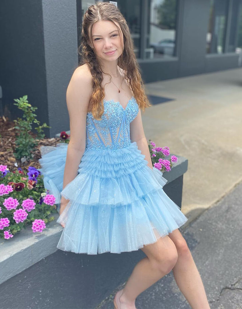 A-Line Cute Sweetheart Tulle Homecoming Dress