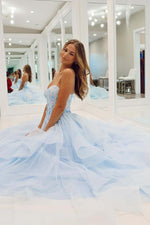 Load image into Gallery viewer, Light Blue Layered Prom Gown
