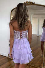 Load image into Gallery viewer, Sweetheart Ruffle Homecoming Dress with Corset Bodice
