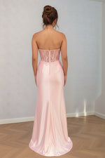 Load image into Gallery viewer, Pink Corset Bodic Prom Dress with Appliques
