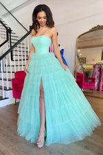 Load image into Gallery viewer, Straplesss Tulle Tiered Prom Gown
