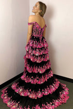 Load image into Gallery viewer, Corset Ruffle Prom Dress with Sequin
