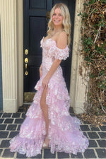 Load image into Gallery viewer, Ruffled Prom Dress with Sleeves
