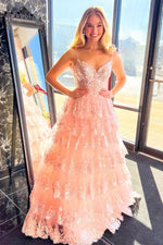 Load image into Gallery viewer, Ruffle Prom Dress with Tiered Sequin
