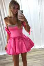 Load image into Gallery viewer, A-Line Satin Homecoming Dress with Beads
