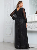 Load image into Gallery viewer, Plus Size Black Long Sleeves Formal Dress
