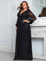 Load image into Gallery viewer, Plus Size Black Long Sleeves Formal Dress
