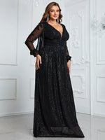 Load image into Gallery viewer, Plus Size Black Long Sleeves Formal Dress
