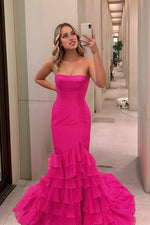 Load image into Gallery viewer, Strapless Mermaid Prom Dress with Ruffle Hem
