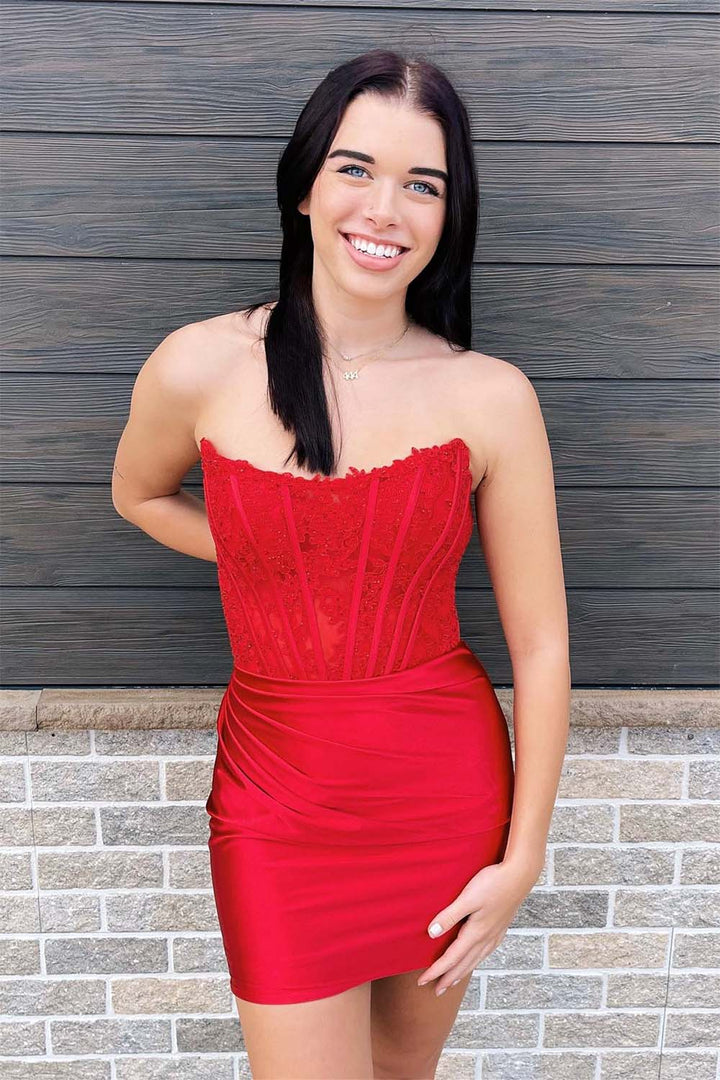 Strapless Corset Bodice Homecoming Dress