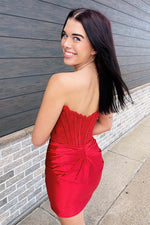 Load image into Gallery viewer, Strapless Corset Bodice Homecoming Dress
