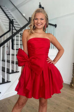Load image into Gallery viewer, A-Line Strapless Homecoming Dress with Bow
