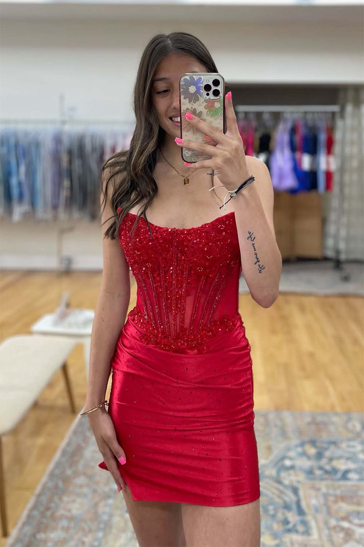Cocktail Length Ruched Homecoming Dress