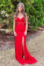 Load image into Gallery viewer, Sweetheart Side Split Sheer Corset Bodice Prom Dress
