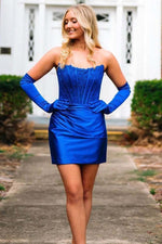 Load image into Gallery viewer, Strapless Corset Bodice Homecoming Dress
